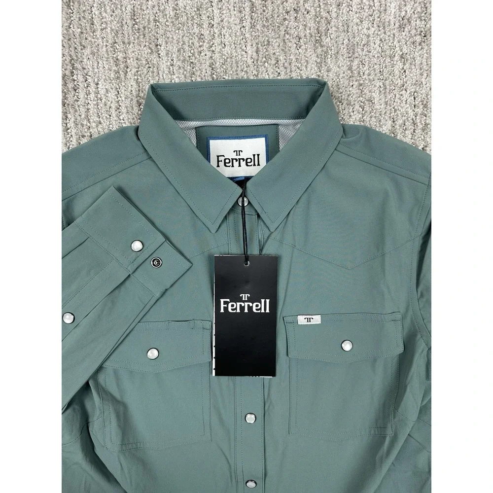 Ferrell Women's Small Teal/Green Western Pearl Snap Shirt NWT Long Sleeve Rodeo